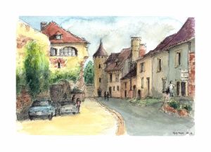 Guy MOLL: croquis aquarellé: Curemonte - France/ Flickr