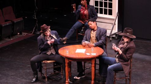 A&EActions and Objections ReviewJessica CliffordShown- Sarah Palm, Jannie Jones, Josh C. Anderson and Claire RichardsonCourtesy of Triad Stage