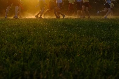 Football.  From the hips down.